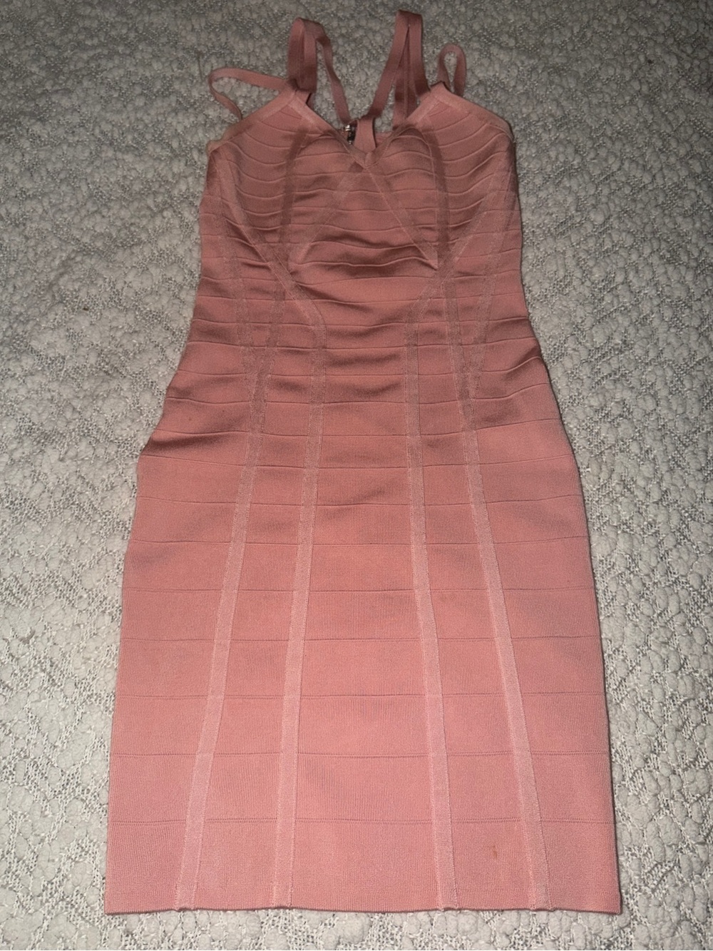 Guess Coral Pink Bandage Midi Dress with Tie Straps